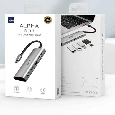 [532ST] WIWU Alpha 5 In 1 Multi-function USB-C / Type-C HUB Adapter - Polar Tech Australia