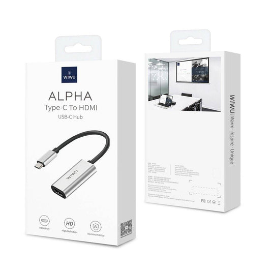 [Clearance] WIWU ALPHA Type-C to HDMI Adapter USB-C HUB Aluminum Alloy Connector Cable (Length 1.1M) - Polar Tech Australia